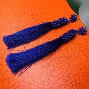 Royal blue tassel earrings.